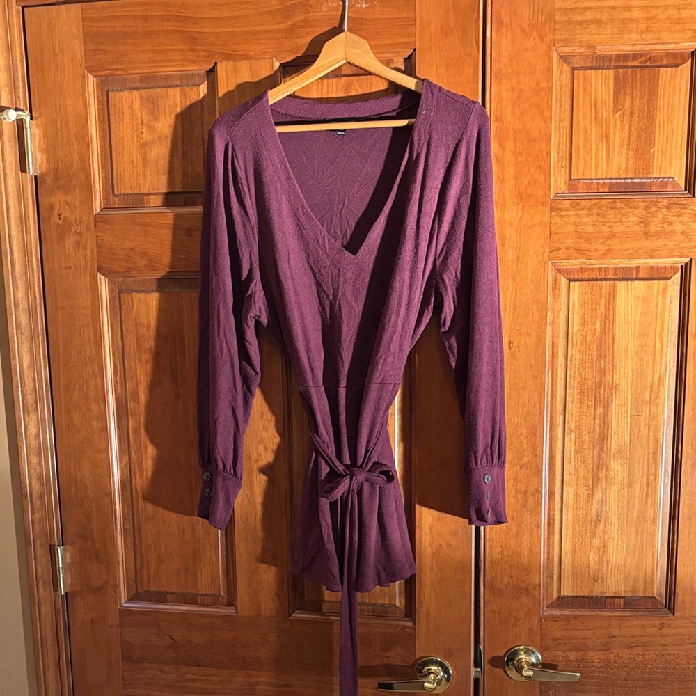 Lane Bryant Plum Wrap Cardigan with Tie Waist